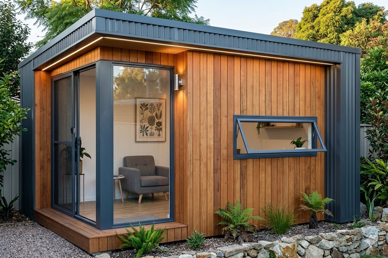 Compact corrugated and timber site cabin — DENEVA